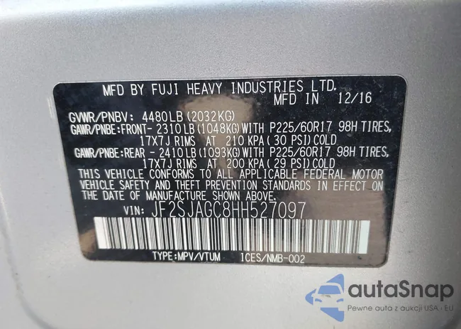 JF2SJAGC8HH527097: 44453621