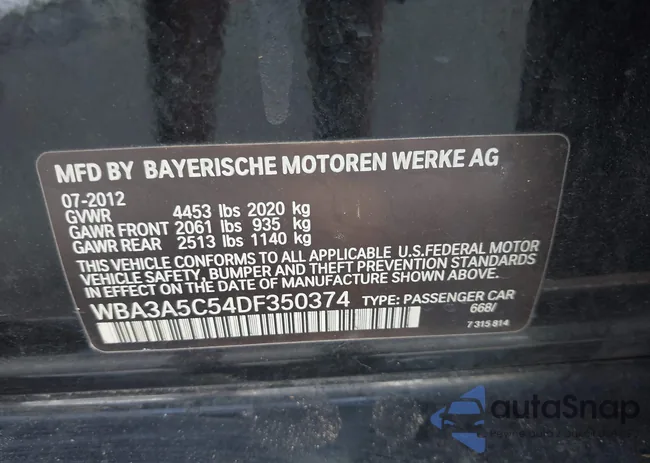 WBA3A5C54DF350374: 44453633