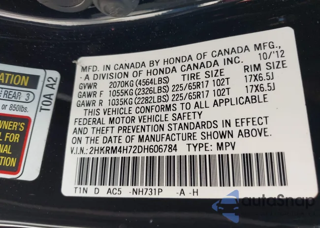 2HKRM4H72DH606784: 44453635