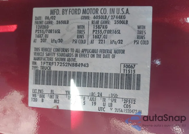 1FTRF17252NB84943: 44453652