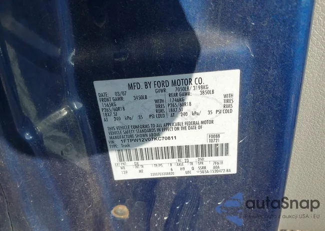 1FTPW12V07KC70811: 44454767