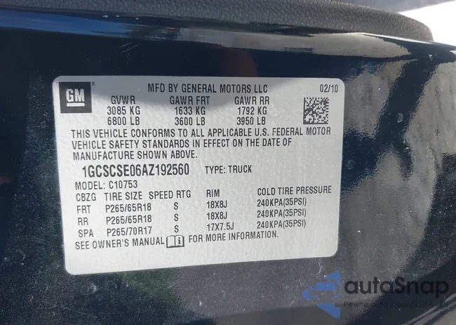 1GCSCSE06AZ192560: 44454846