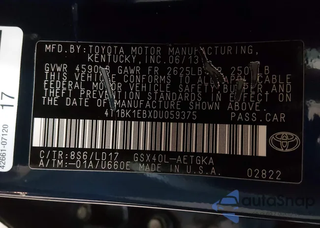 4T1BK1EBXDU059375: 44454341