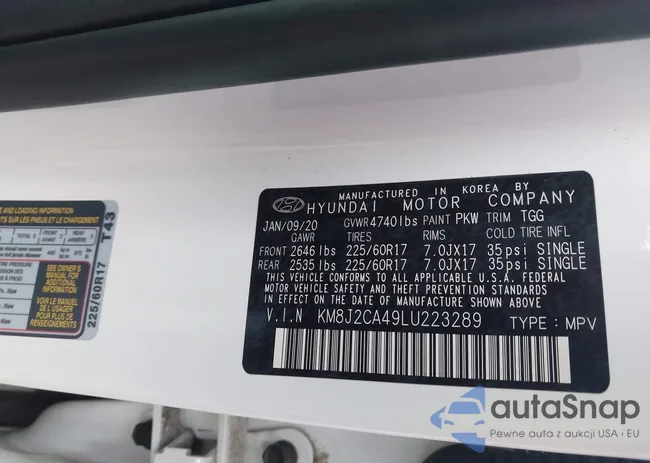 KM8J2CA49LU223289: 44454434