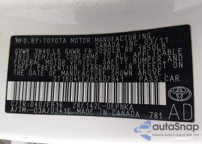 2T1BU4EE2BC607941: 44454555