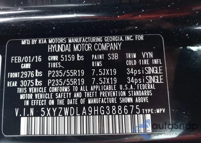 5XYZWDLA9HG388675: 44454583