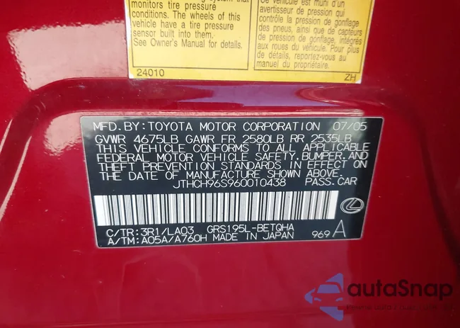 JTHCH96S960010438: 44455815