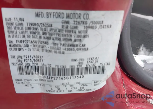 1FAFP27165G117540: 44456060