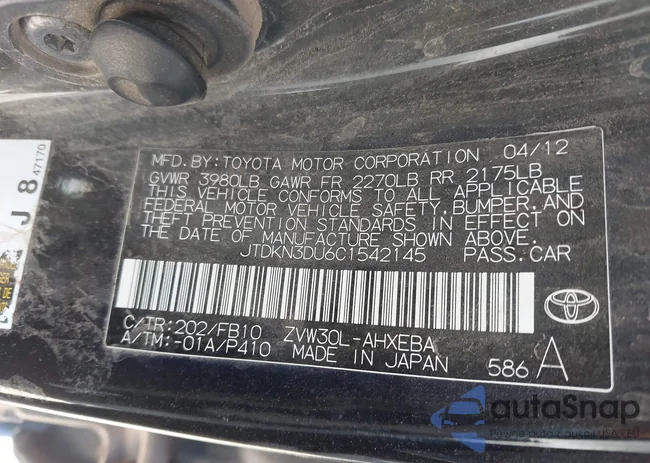 JTDKN3DU6C1542145: 44456184