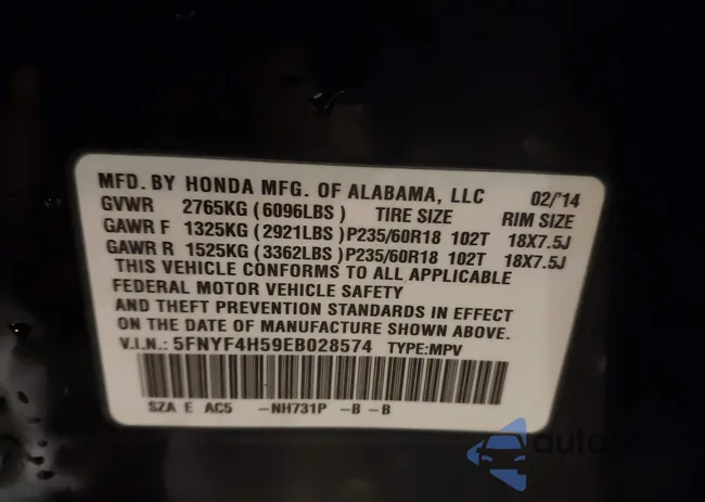 5FNYF4H59EB028574: 44455351