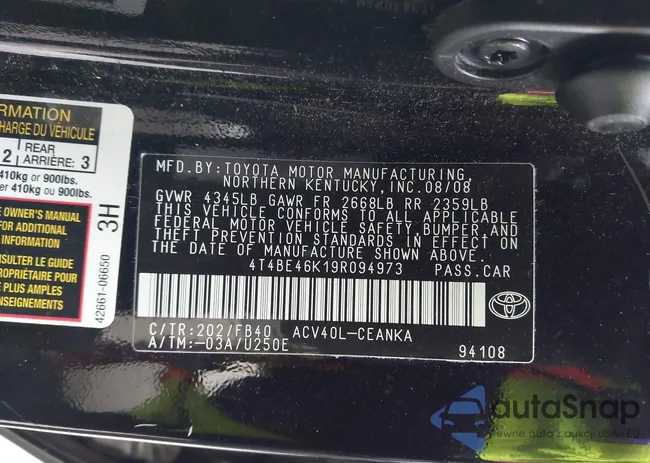 4T4BE46K19R094973: 44455360