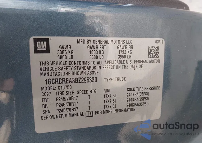 1GCRCREA3BZ296330: 44455452