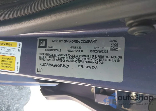 KL8CB6SA9GC634683: 44455625