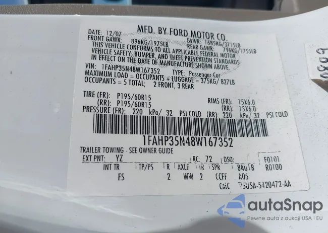 1FAHP35N48W167352: 44455627