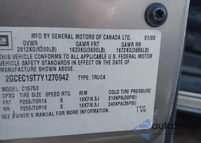 2GCEC19T7Y1270942: 44455675