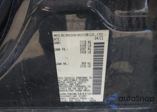 1N4BL4DW2MN384450: 44456736