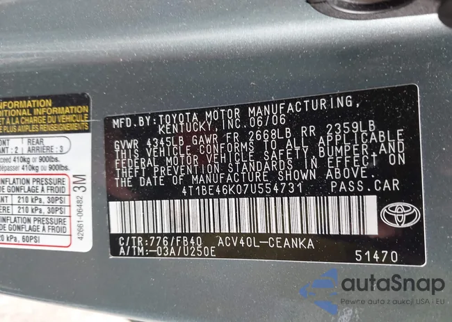 4T1BE46K07U554731: 44456879