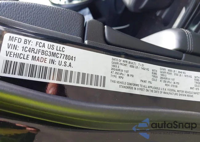 1C4RJFBG3MC778041: 44457007