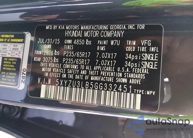 5XYZU3LB5GG332451: 44457022