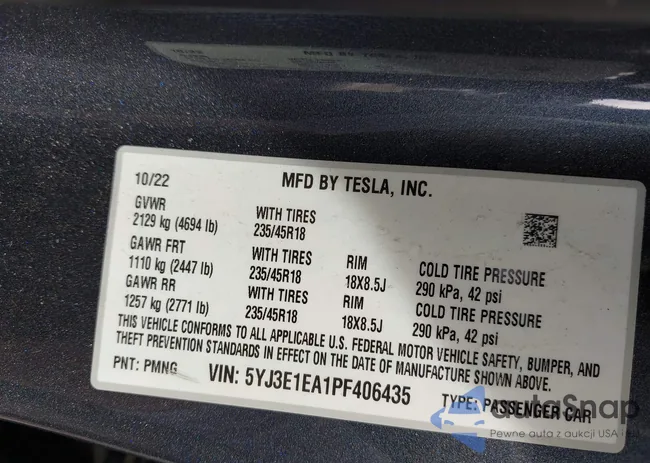 5YJ3E1EA1PF406435: 44457099