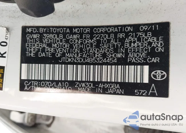 JTDKN3DU4B5324454: 44457236