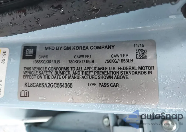 KL8CA6SA2GC564365: 44457310