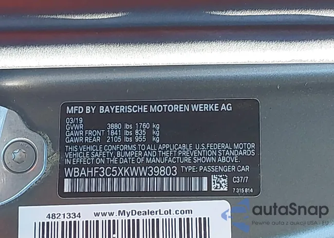 WBAHF3C5XKWW39803: 44457323