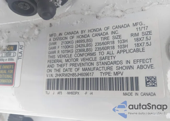 2HKRW2H85JH609617: 44456431