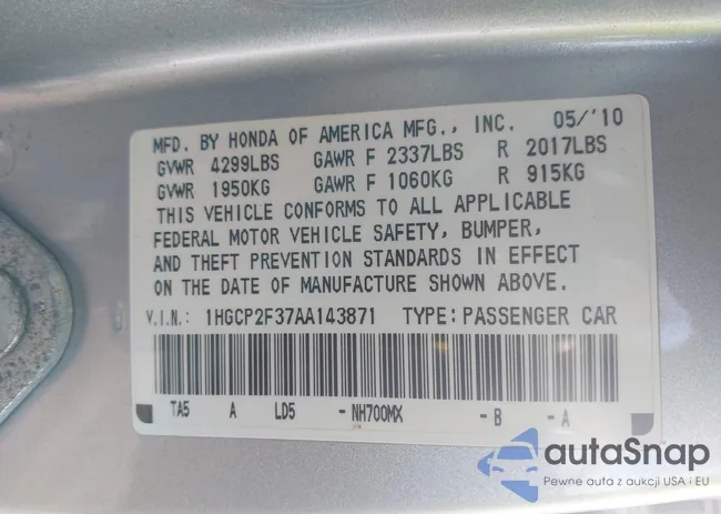 1HGCP2F37AA143871: 44456569