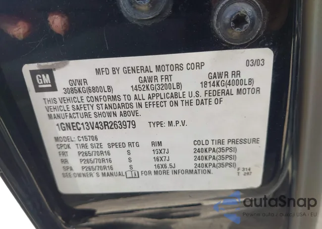 1GNEC13V43R263979: 44457909