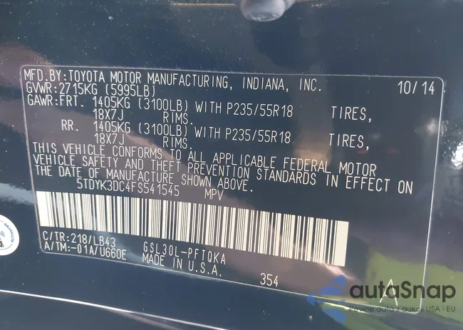 5TDYK3DC4FS541545: 44457965