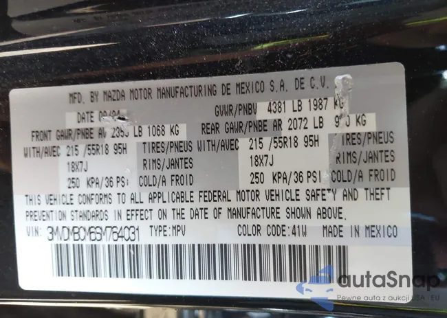 3MVDMBCM6SM764031: 44458121