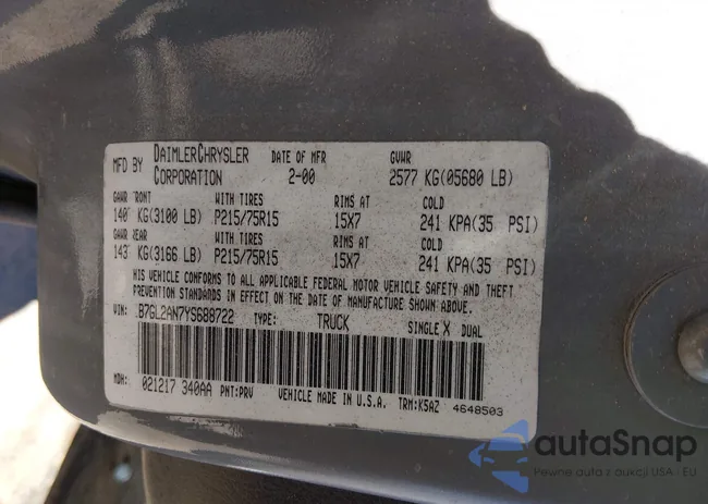 1B7GL2AN7YS688722: 44458201