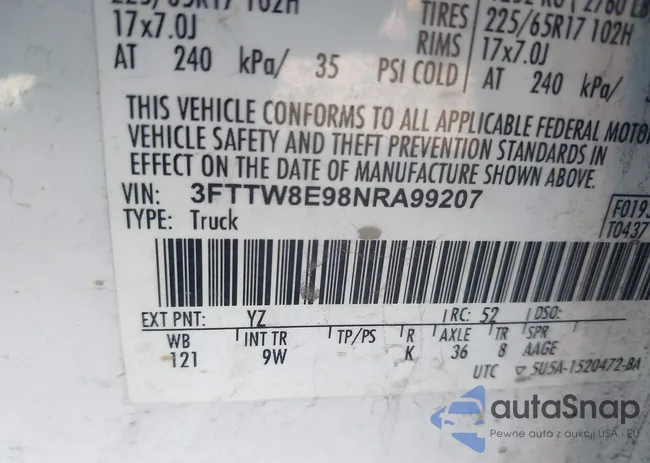 3FTTW8E98NRA99207: 44458222