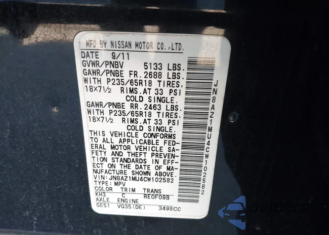 JN8AZ1MU4CW102582: 44458230