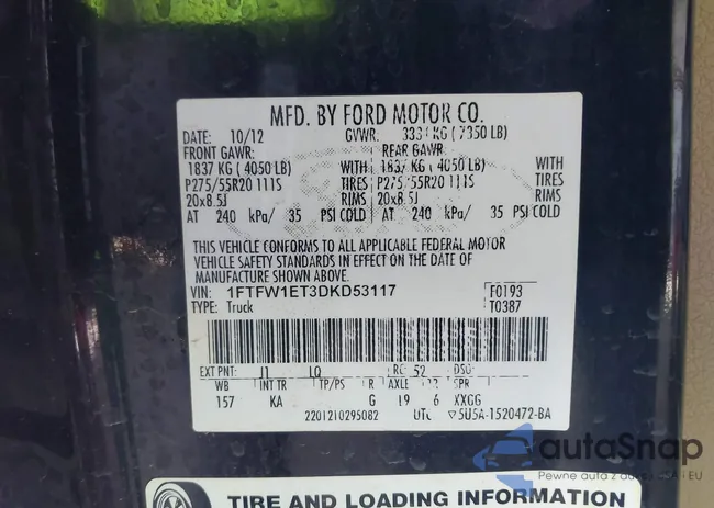 1FTFW1ET3DKD53117: 44458275