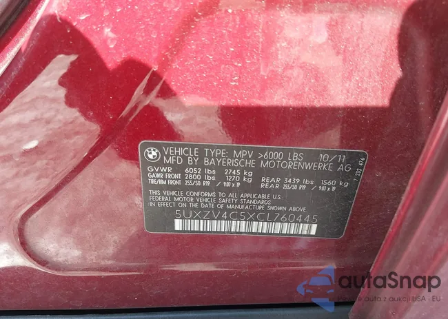 5UXZV4C5XCL760445: 44458290