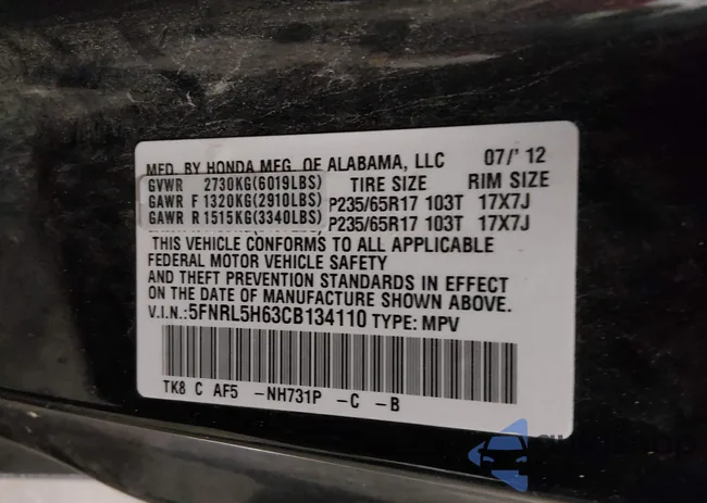 5FNRL5H63CB134110: 44457404