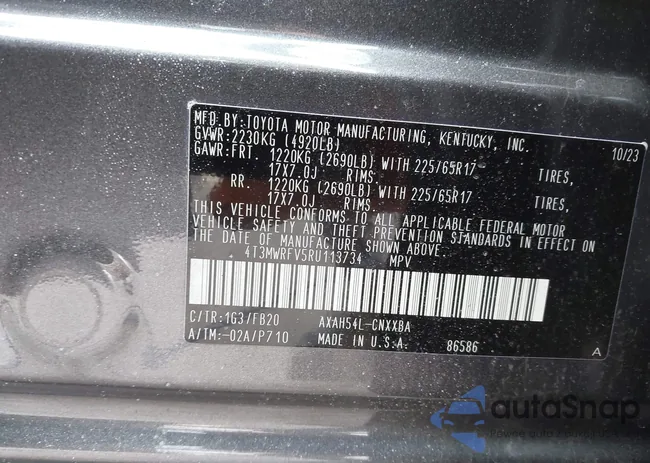 4T3MWRFV5RU113734: 44457487