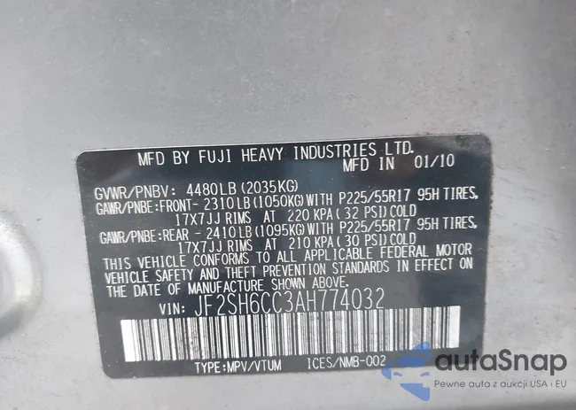 JF2SH6CC3AH774032: 44457541