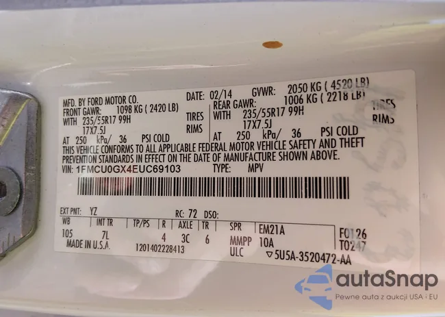 1FMCU0GX4EUC69103: 44458819