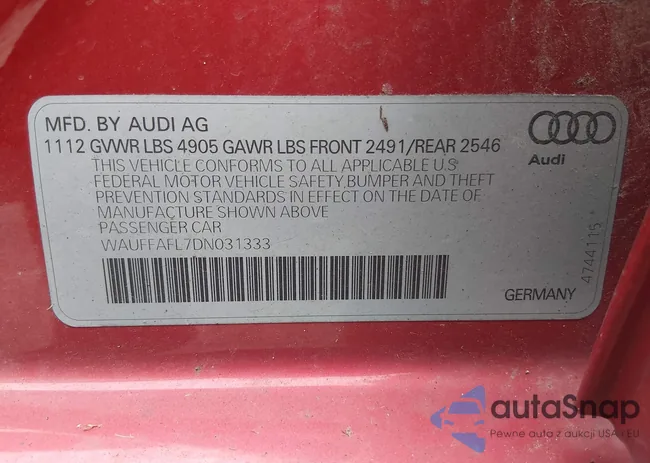 WAUFFAFL7DN031333: 44458963