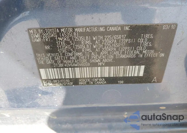 2T3BF4DV6AW046059: 44459297