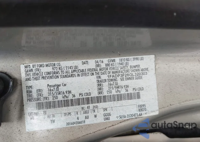 1FADP3F28GL320303: 44458339