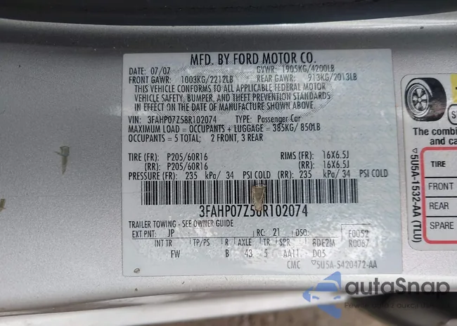 3FAHP07Z58R102074: 44458657