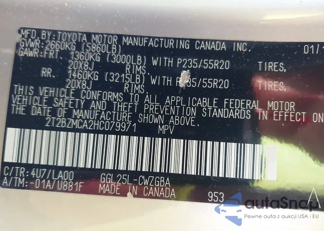 2T2BZMCA2HC079971: 44459932