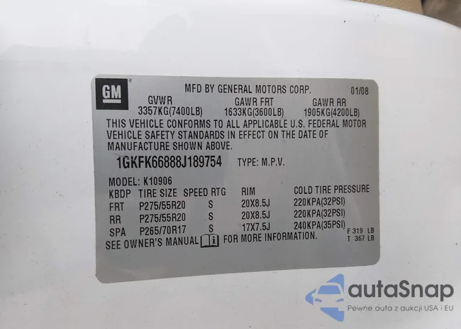 1GKFK66888J189754: 44459935