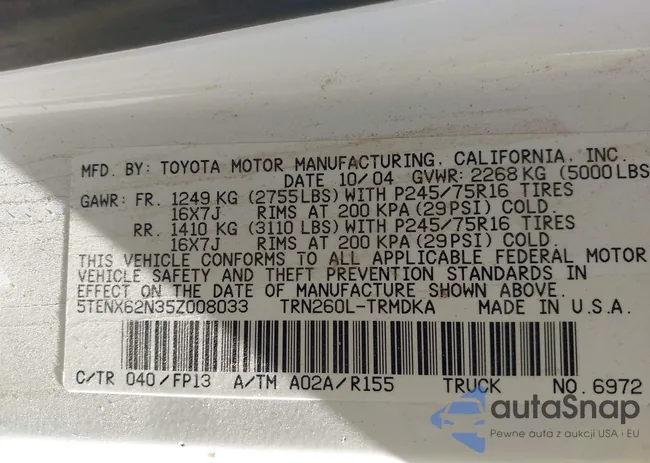 5TENX62N35Z008033: 44459986