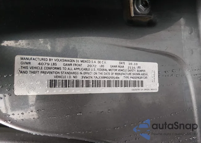 3VW2K7AJ3BM020548: 44459998