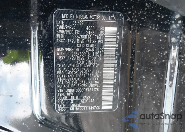 JN8BT3BB0PW461176: 44459999